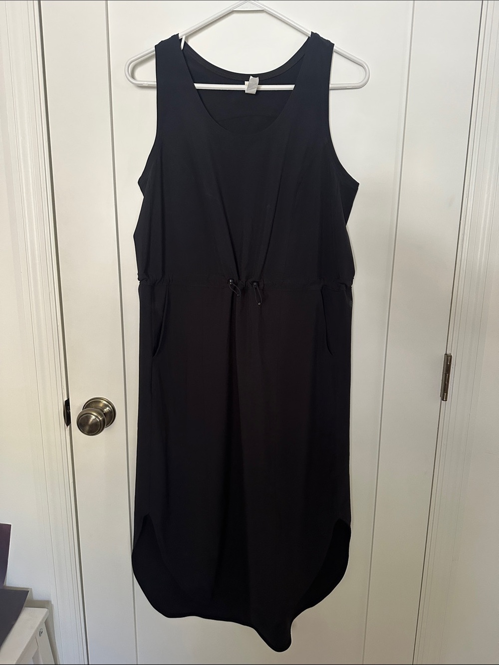 Zella Black Sleeveless Drawstring Midi Dress